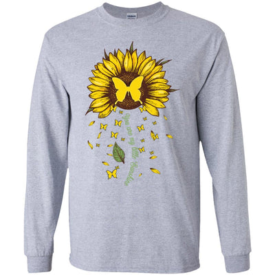 You Are My Little Sunshine Sunflower Butterfly-T-Shirt & Hoodie-Long Sleeve T-Shirt-Sport Grey