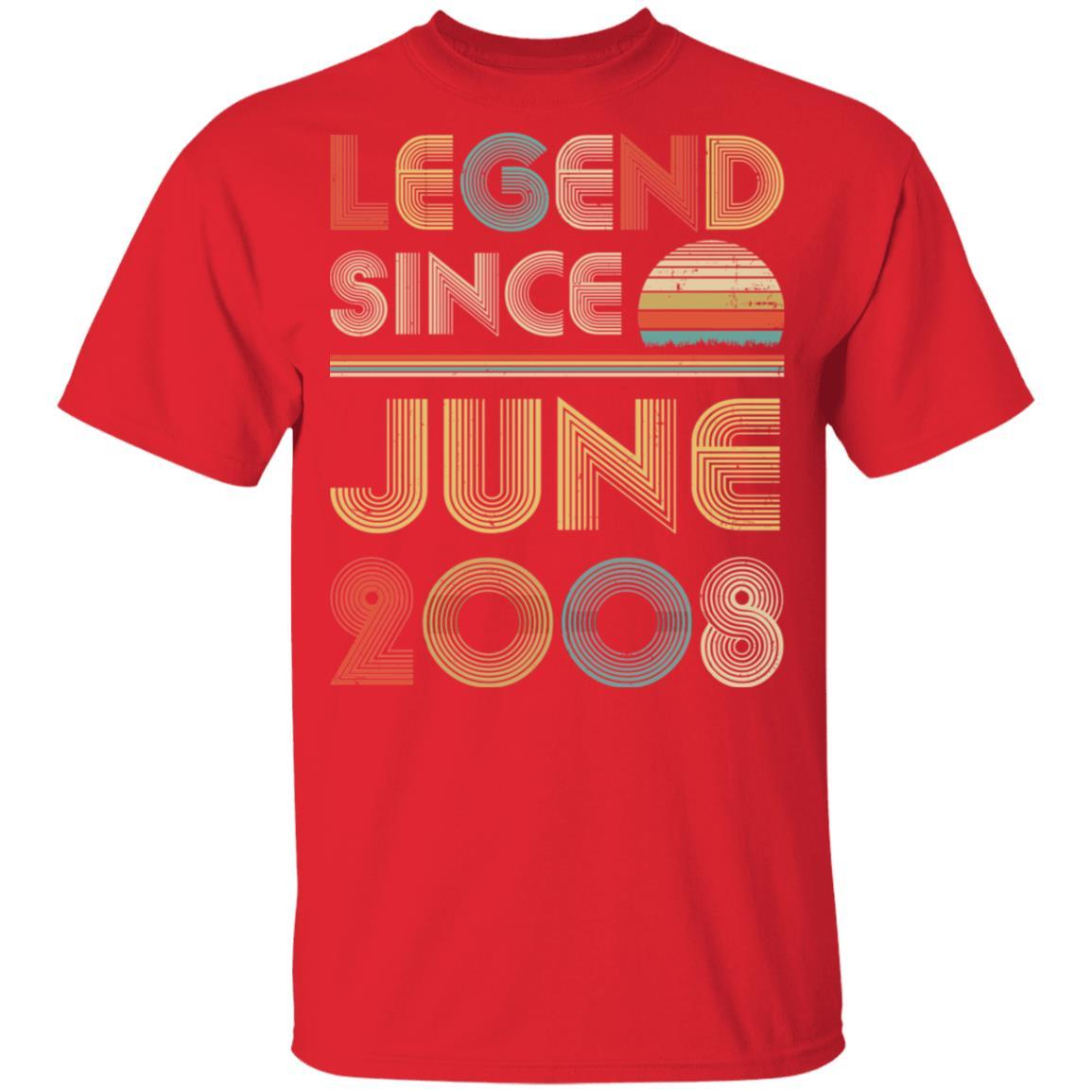 Legend Since June 2008 Vintage 13th Birthday Gifts Youth-Youth Shirt-Youth T-Shirt-Red