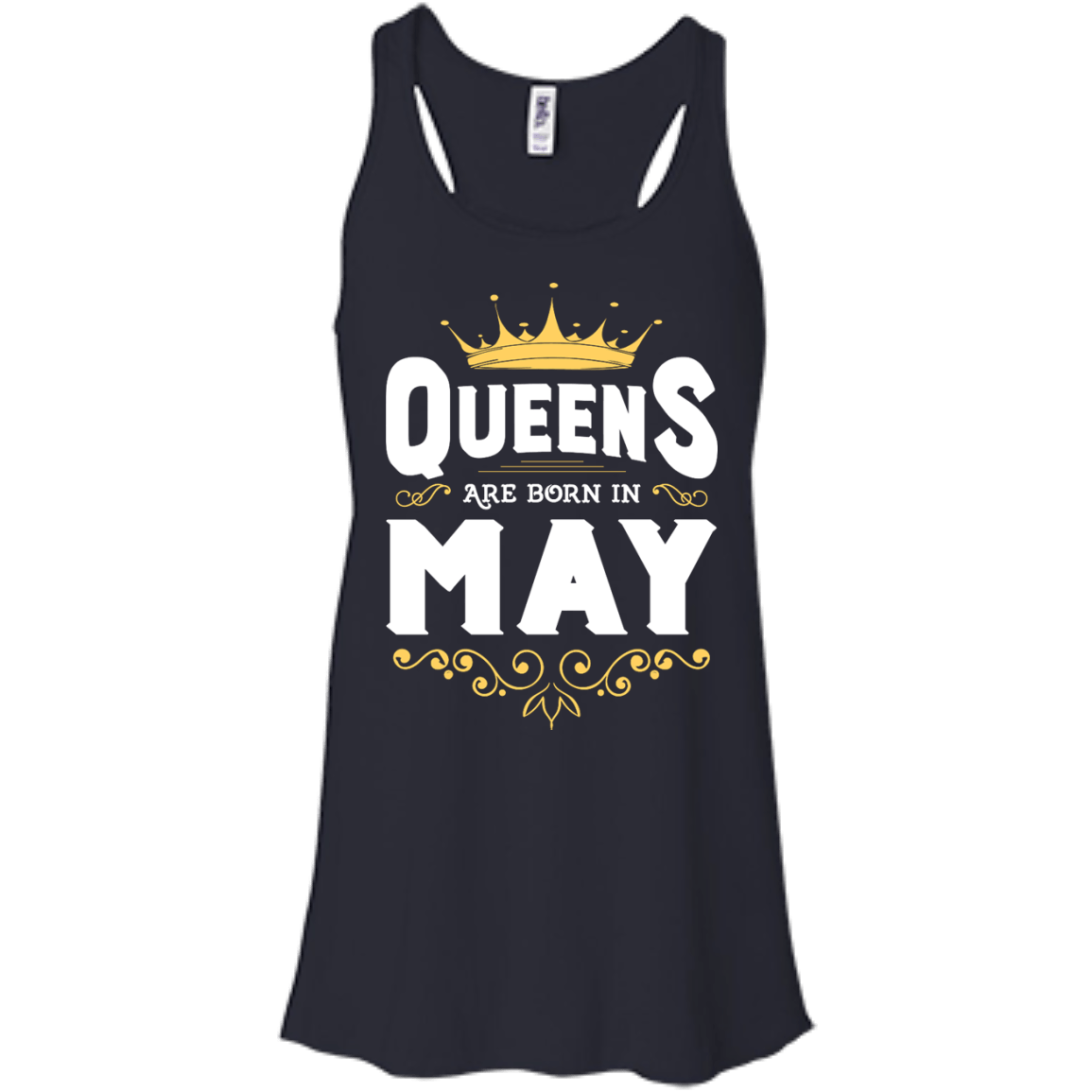 Queens Are Born In May-T-Shirt & Hoodie-Women's Flowy Racerback Tank-Midnight