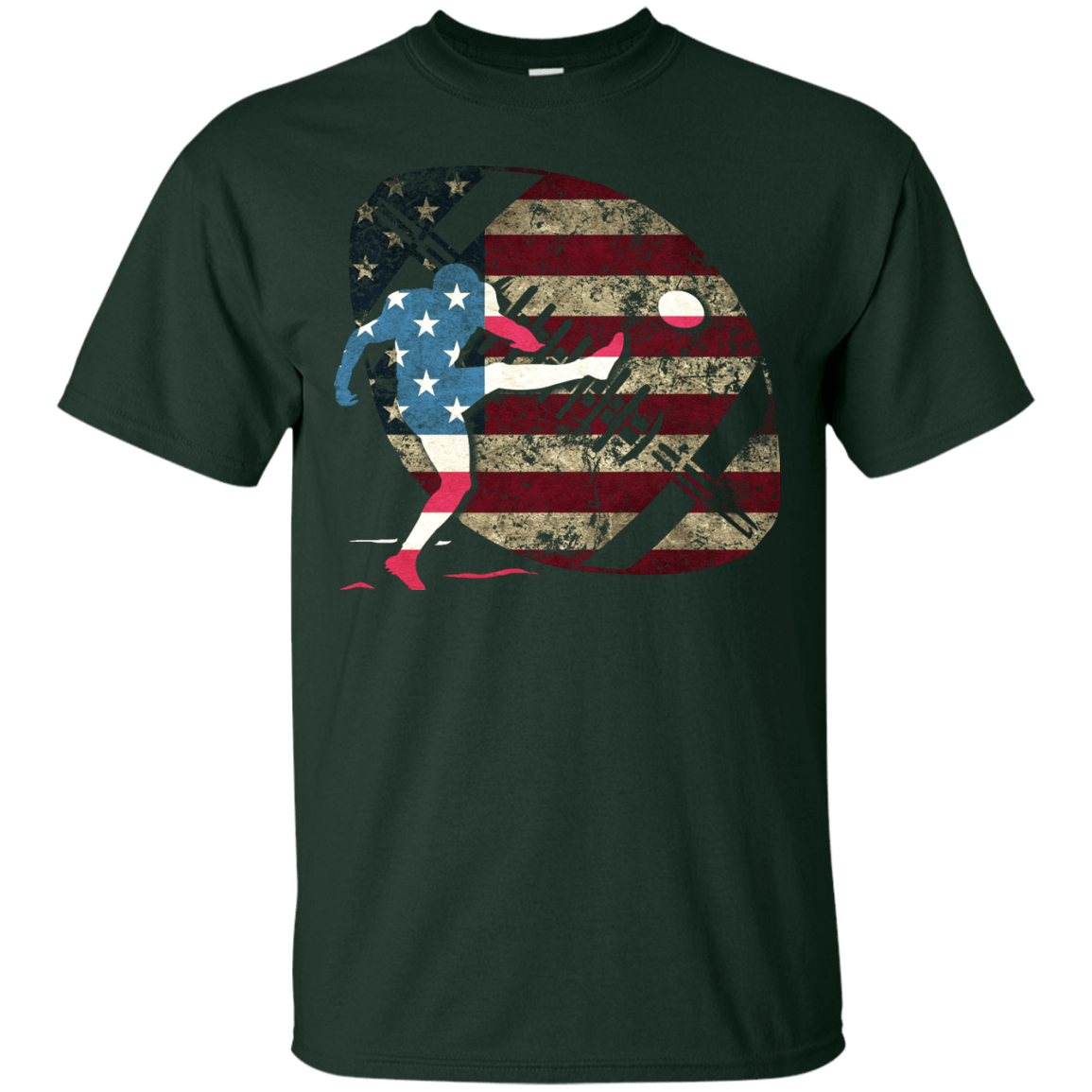 Kicker Football America Flag-T-Shirt & Hoodie-Classic T-Shirt-Forest Green