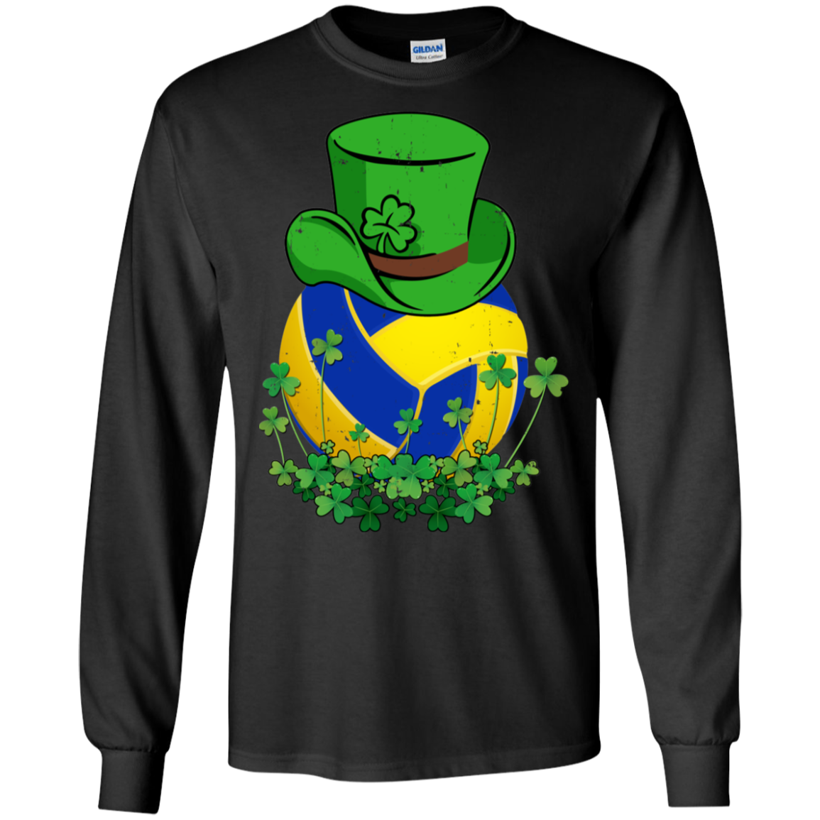 Shamrock Volleyball Leprechaun St Patricks Day-T-Shirt & Hoodie-Long Sleeve T-Shirt-Black
