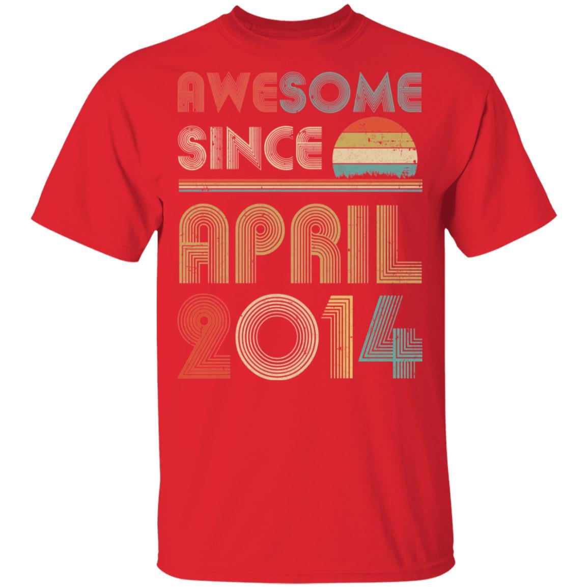 Awesome Since April 2014 Vintage 7th Birthday Gifts Youth-Youth Shirt-Youth T-Shirt-Red