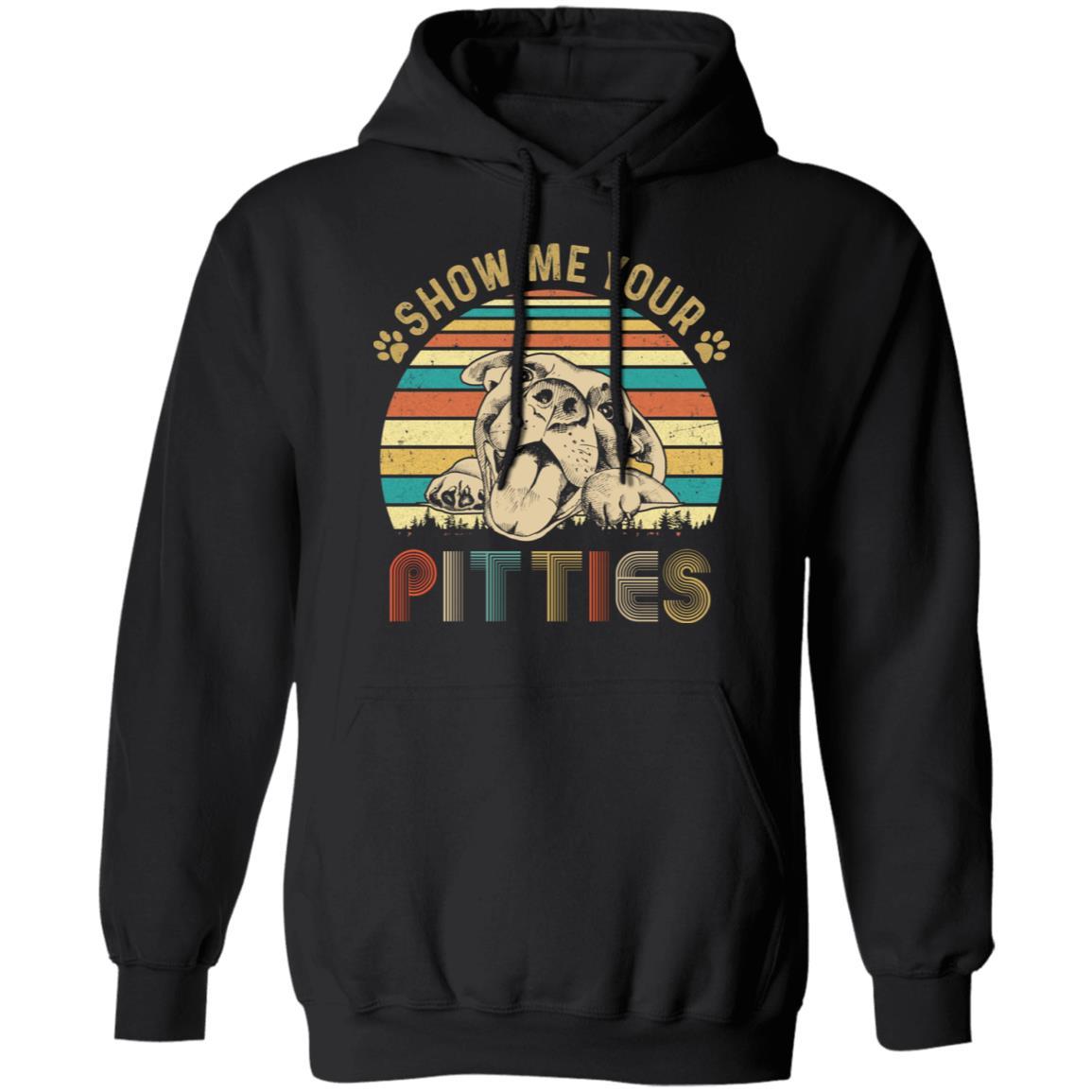Show Me Your Pitties Retro Vintage Pitbull Lover Gift-T-Shirt & Tank Top-Pullover Hoodie-Black