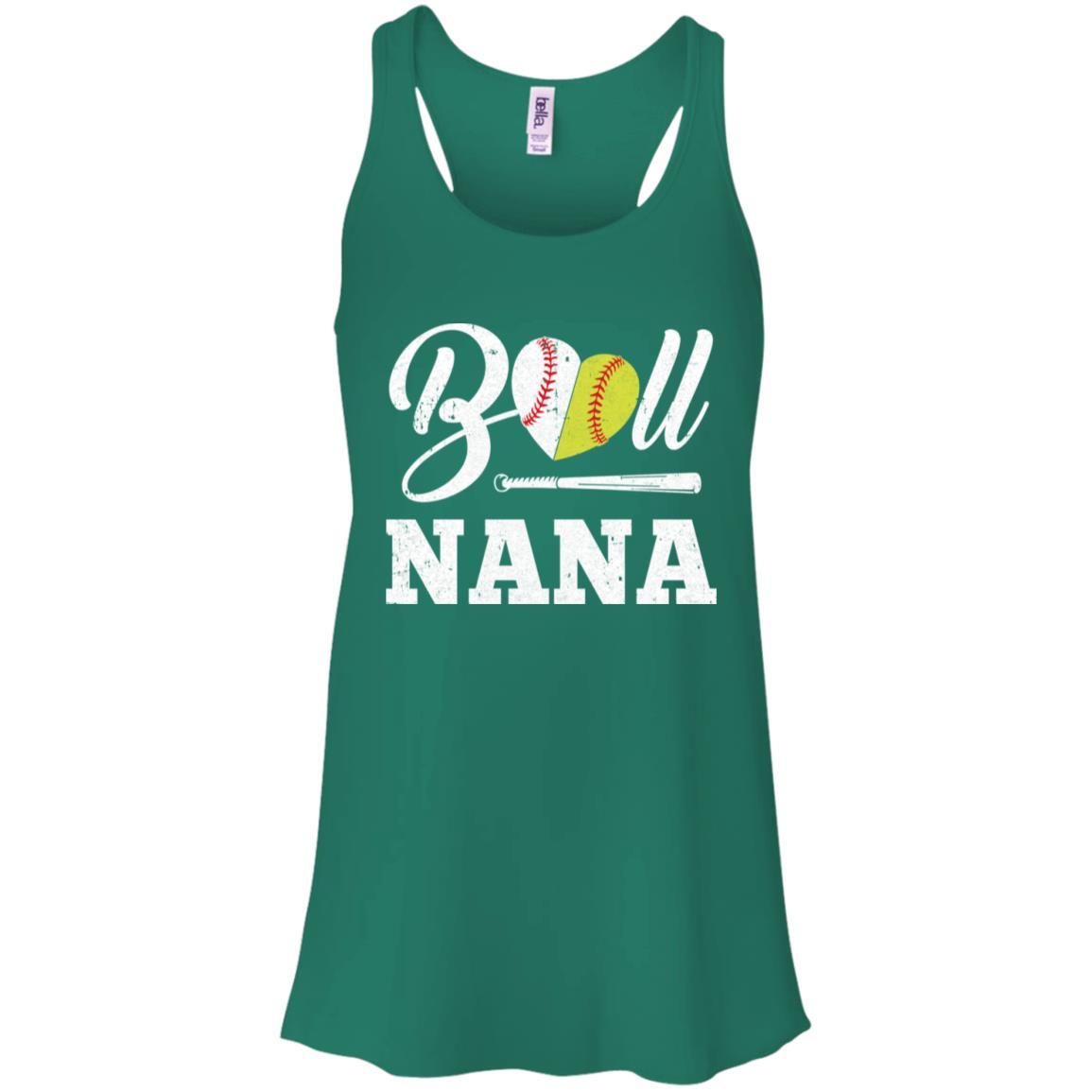 Funny Ball Nana Softball Baseball Mothers Day Gifts-T-Shirt & Tank Top-Women's Flowy Racerback Tank-Kelly Green