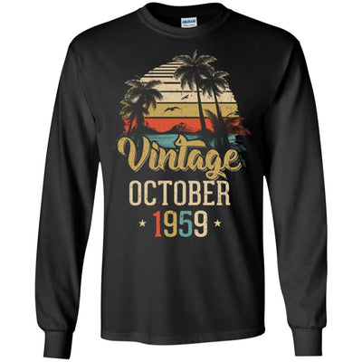 Retro Classic Vintage October 1959 62th Birthday Gift-T-Shirt & Hoodie-Long Sleeve T-Shirt-Black