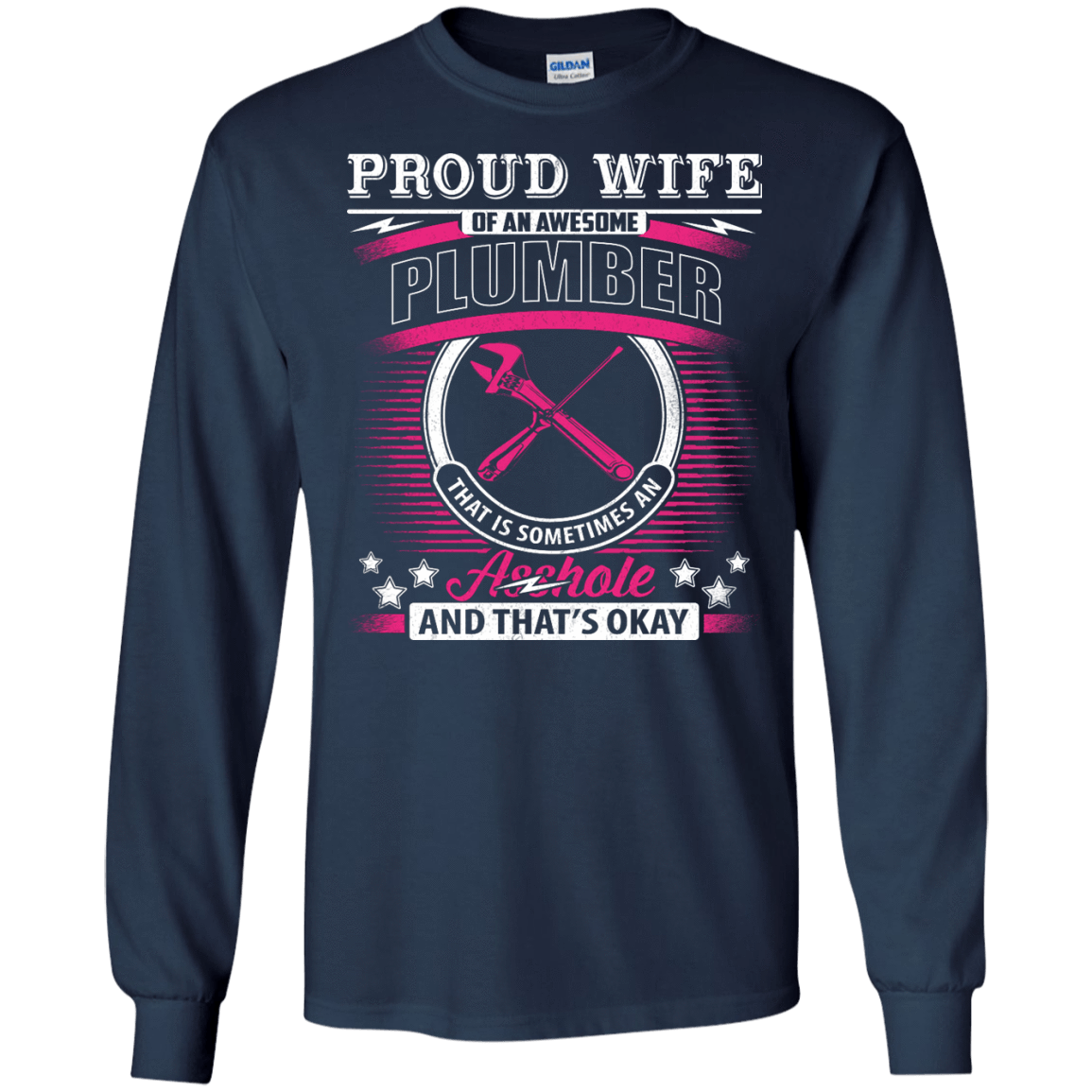 Proud Wife Of An Awesome Plumber-T-Shirt & Hoodie-Long Sleeve T-Shirt-Navy