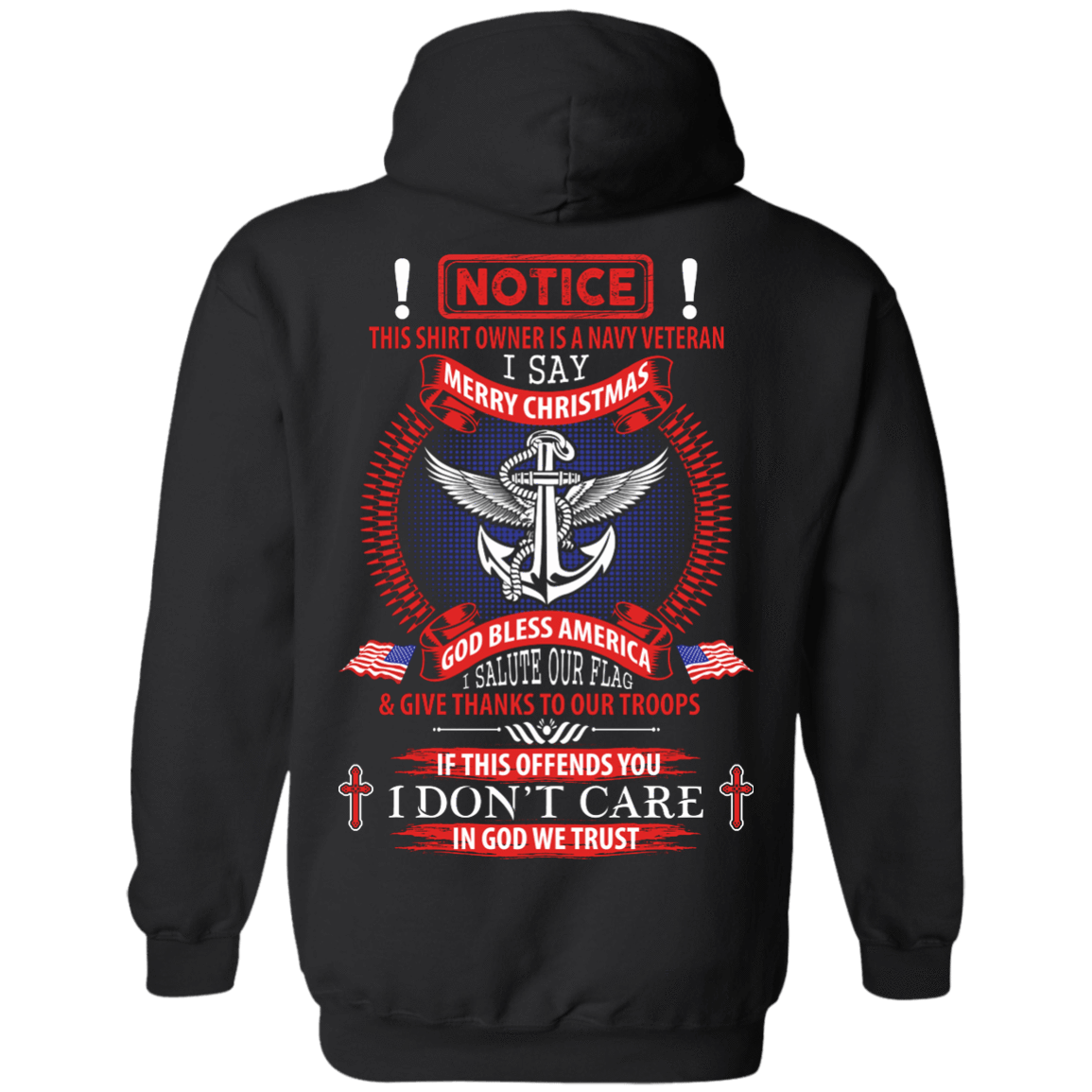 Notice This Shirt Owner Is A Navy Veteran-T-Shirt & Hoodie-Pullover Hoodie-Black