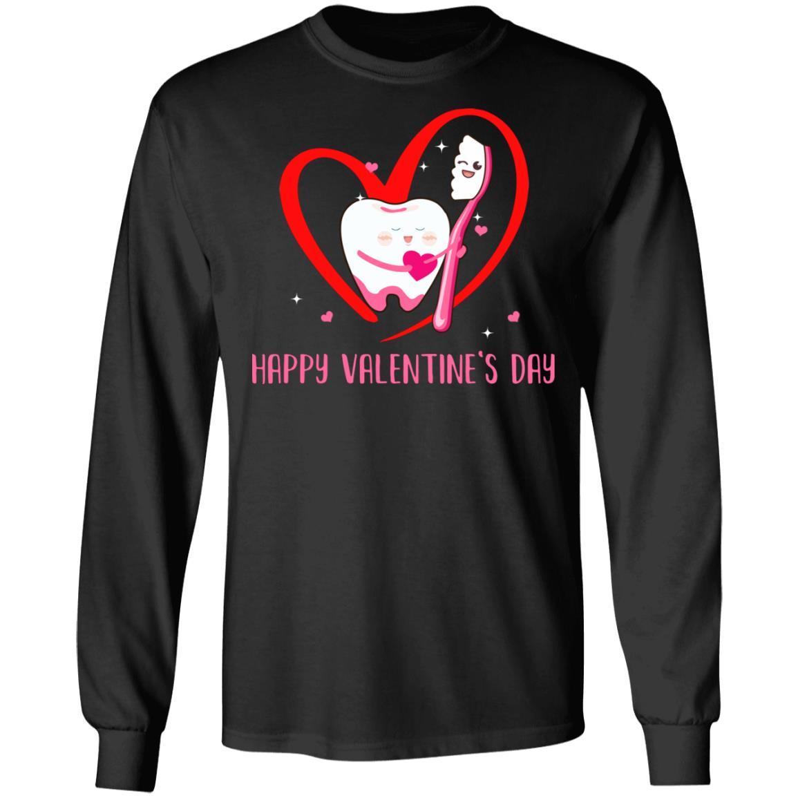 Tooth Hug Brush Teeth Dentist Valentine's Gift For Dental-T-Shirt & Hoodie-Long Sleeve T-Shirt-Black