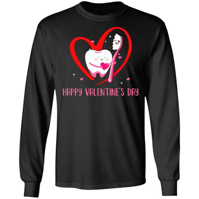Tooth Hug Brush Teeth Dentist Valentine's Gift For Dental-T-Shirt & Hoodie-Long Sleeve T-Shirt-Black
