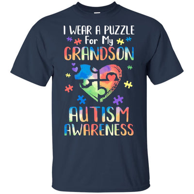 I Wear A Puzzle For My Grandson Autism Awareness-T-Shirt & Hoodie-Classic T-Shirt-Navy