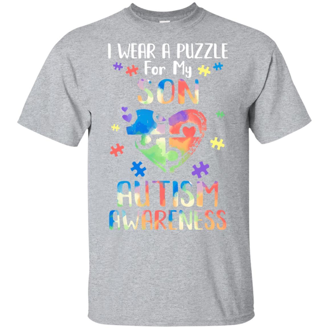 I Wear A Puzzle For My Son Autism Awareness-T-Shirt & Hoodie-Classic T-Shirt-Sport Grey