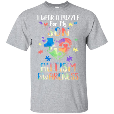 I Wear A Puzzle For My Son Autism Awareness-T-Shirt & Hoodie-Classic T-Shirt-Sport Grey