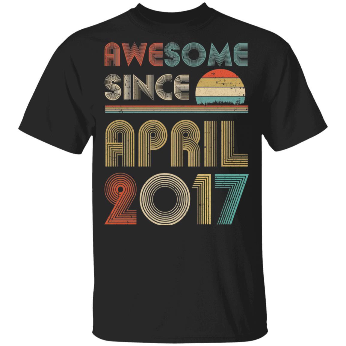 Awesome Since April 2017 Vintage 4th Birthday Gifts Youth-Youth Shirt-Youth T-Shirt-Black