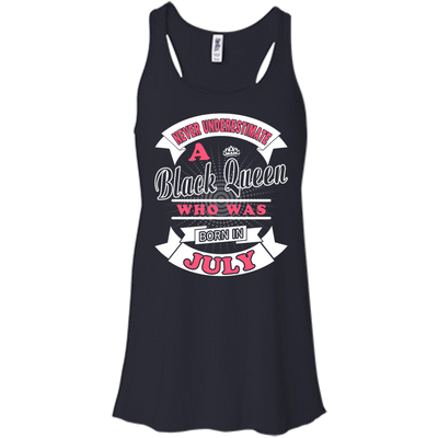 Never Underestimate A Black Queen Who Was Born In July-T-Shirt & Hoodie-Women's Flowy Racerback Tank-Midnight