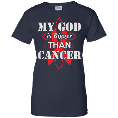My God Is Bigger Than Cancer Red Awareness Ribbon-T-Shirt & Hoodie-Women's T-Shirt-Navy