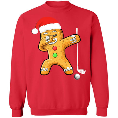 Dabbing Gingerbread Santa Golf Christmas Pajama Gifts-T-Shirt & Sweatshirt-Crewneck Sweatshirt-Red