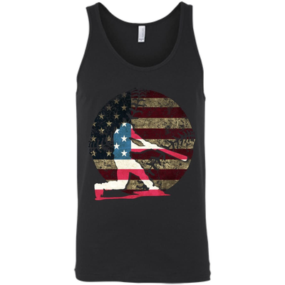 Hitter Baseball America Flag-T-Shirt & Hoodie-Unisex Tank-Black