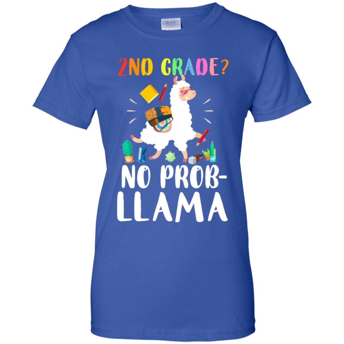 2nd Grade No Prob Llama Funny First Day Of School-T-Shirt & Hoodie-Women's T-Shirt-Royal