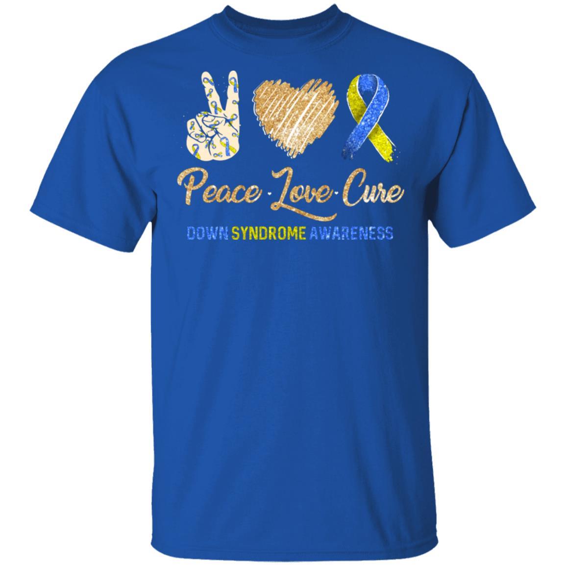 Peace Love Cure Down Syndrome Awareness-T-Shirt & Hoodie-Classic T-Shirt-Royal