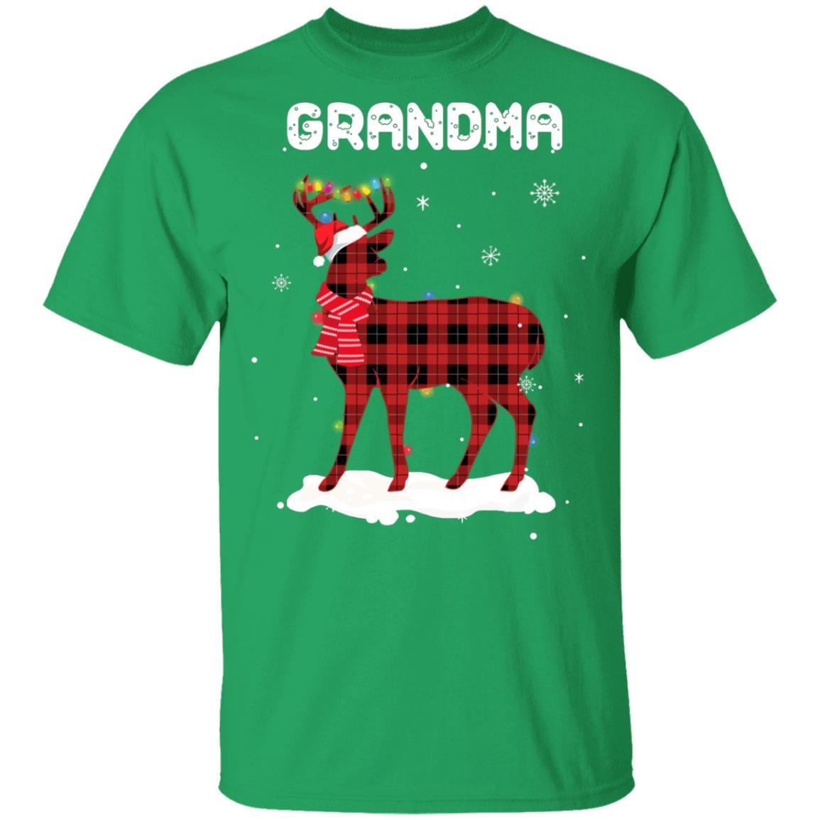 Grandma Deer Red Plaid Christmas Family Matching Pajamas-T-Shirt & Sweatshirt-Classic T-Shirt-Irish Green