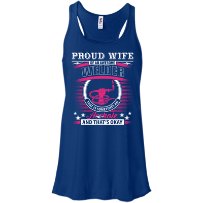 Proud Wife Of An Awesome Welder-T-Shirt & Hoodie-Women's Flowy Racerback Tank-True Royal