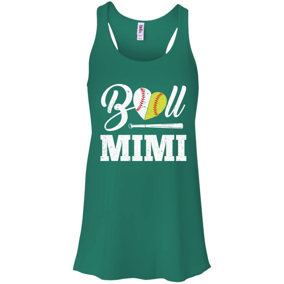 Funny Ball Mimi Softball Baseball Mothers Day Gifts-T-Shirt & Tank Top-Women's Flowy Racerback Tank-Kelly Green