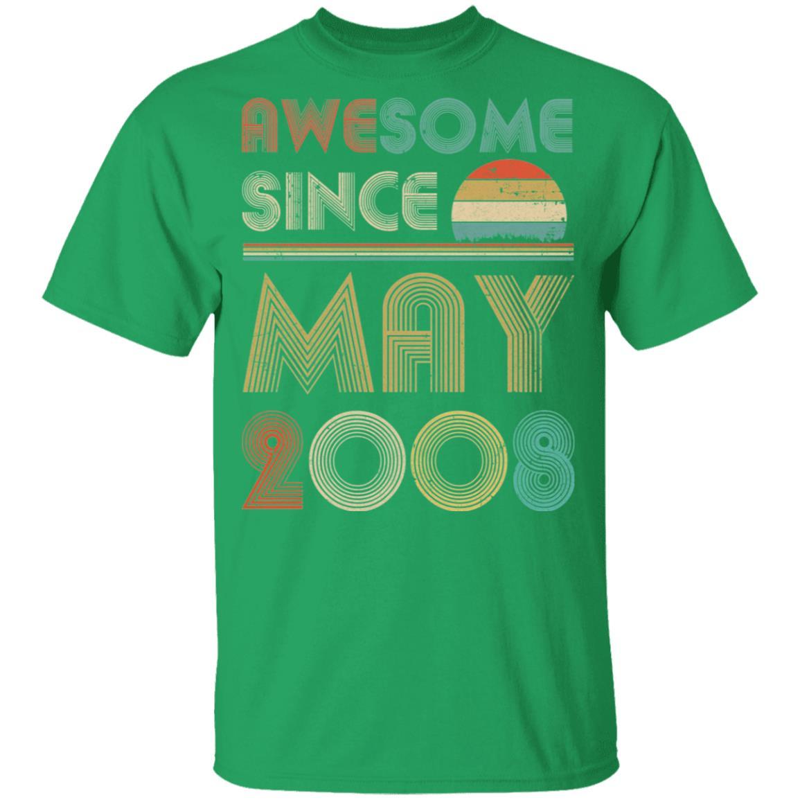 Awesome Since May 2008 Vintage 13th Birthday Gifts Youth-Youth Shirt-Youth T-Shirt-Irish Green