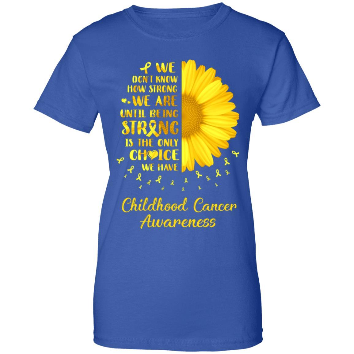 Being Strong Daisy Flower Gold Childhood Cancer Awareness-T-Shirt & Hoodie-Women's T-Shirt-Royal