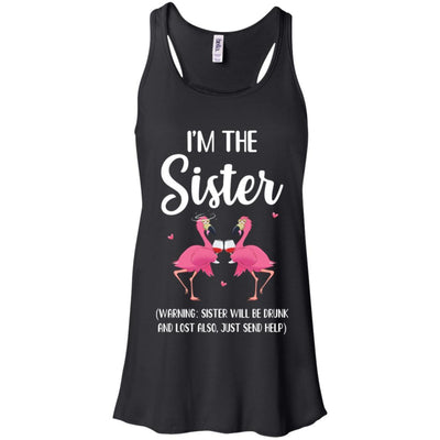 If I Lost Or Drunk Please Return To Sister Flamingo-T-Shirt & Tank Top-Women's Flowy Racerback Tank-Black