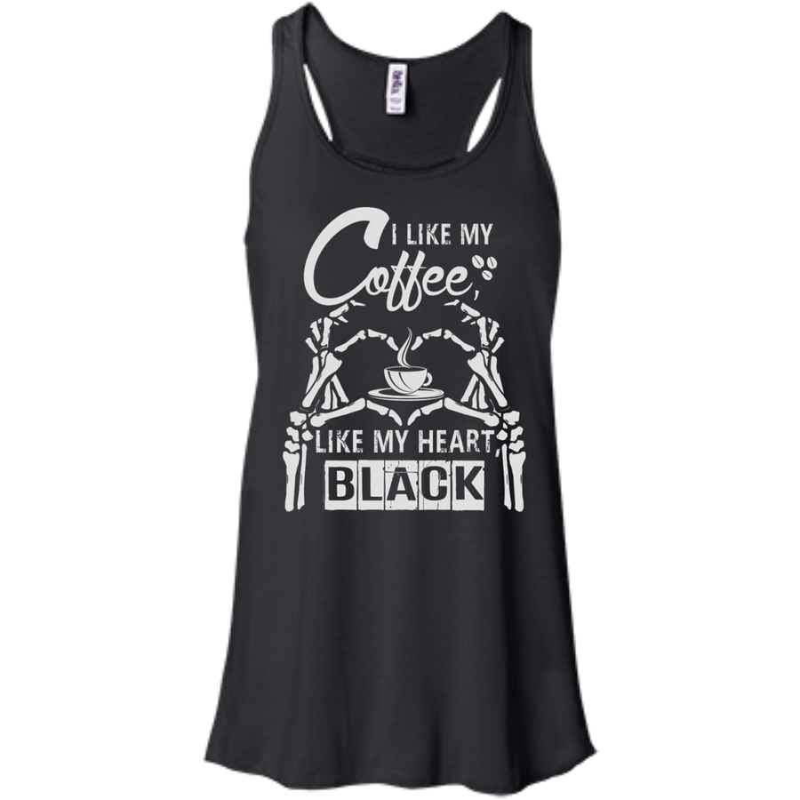 I Like My Coffee Like My Heart Black-T-Shirt & Hoodie-Women's Flowy Racerback Tank-Black