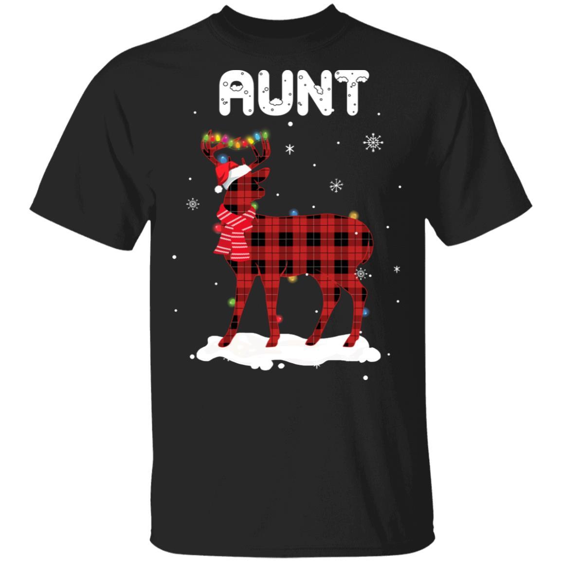 Aunt Deer Red Plaid Christmas Family Matching Pajamas-T-Shirt & Sweatshirt-Classic T-Shirt-Black