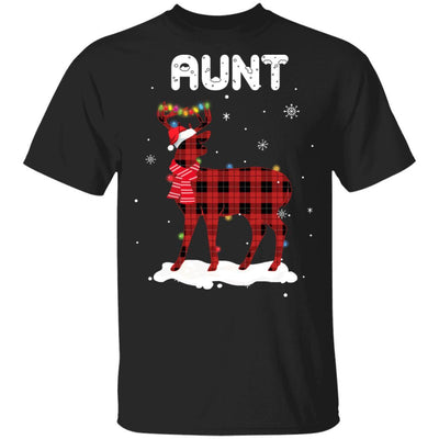 Aunt Deer Red Plaid Christmas Family Matching Pajamas-T-Shirt & Sweatshirt-Classic T-Shirt-Black