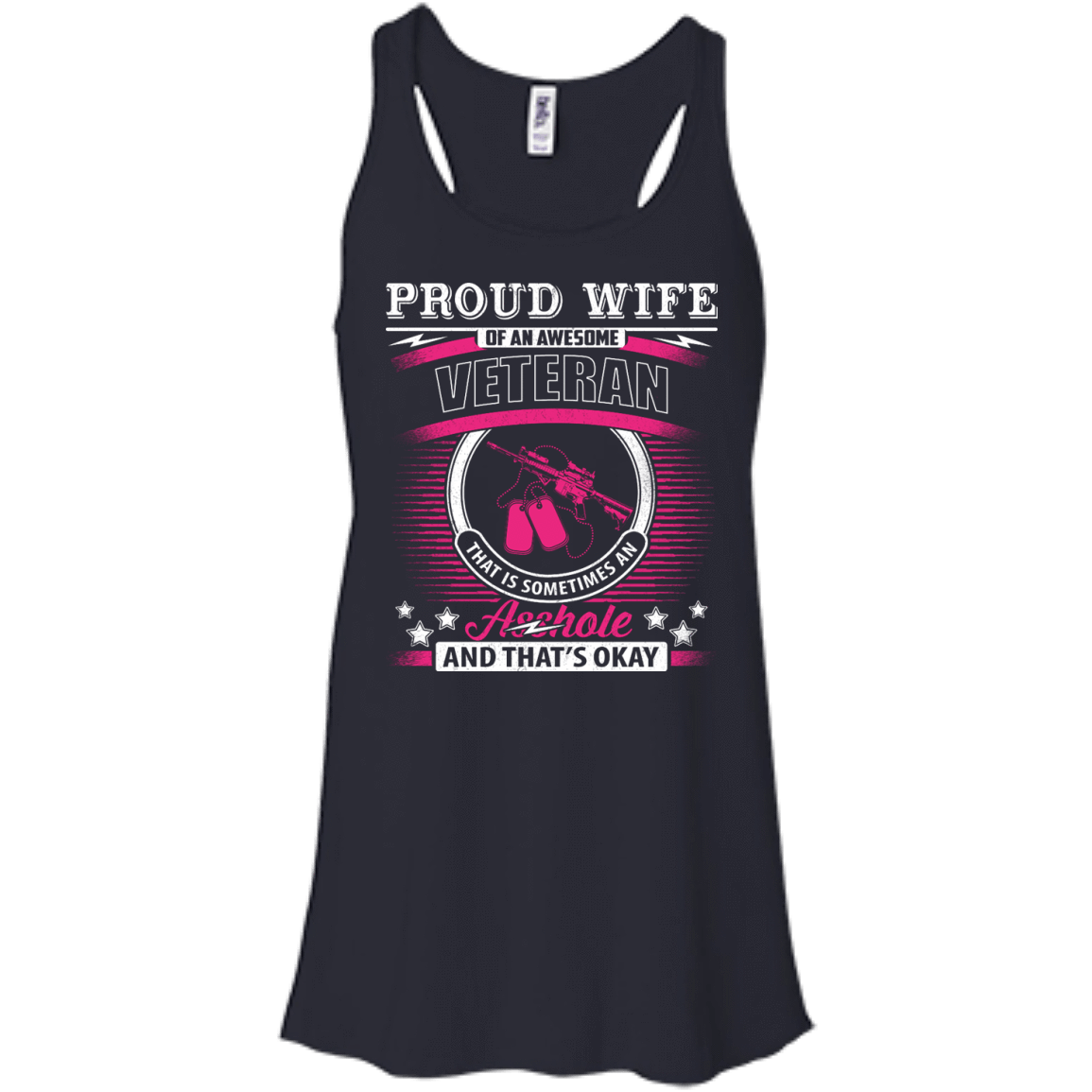 Proud Wife Of An Awesome Veteran-T-Shirt & Hoodie-Women's Flowy Racerback Tank-Midnight