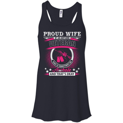 Proud Wife Of An Awesome Veteran-T-Shirt & Hoodie-Women's Flowy Racerback Tank-Midnight