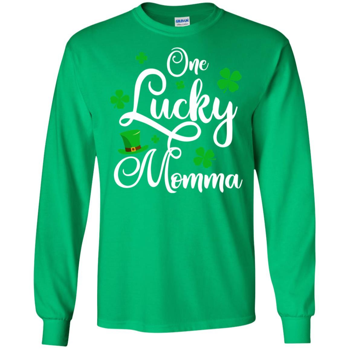 One Lucky Momma St Patricks Day For Mom-T-Shirt & Hoodie-Long Sleeve T-Shirt-Irish Green