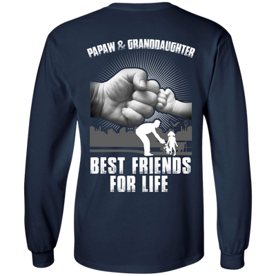 Papaw And Granddaughter Best Friends For Life-T-Shirt & Hoodie-Long Sleeve T-Shirt-Navy