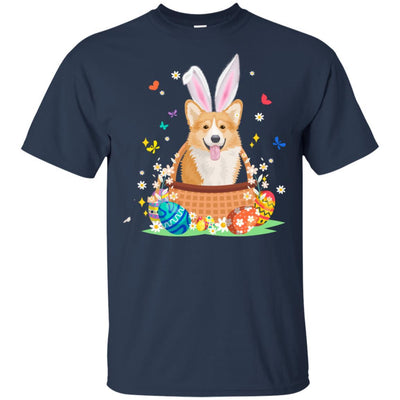 Corgi Bunny Hat Rabbit Easter Eggs-T-Shirt & Hoodie-Classic T-Shirt-Navy