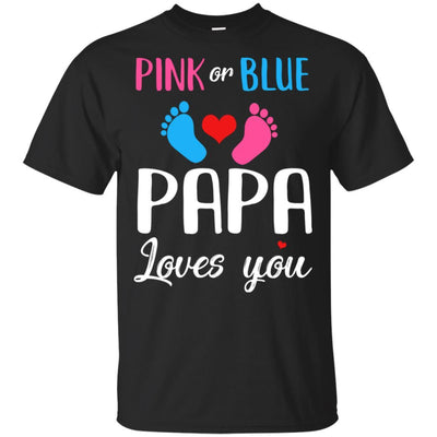 Pink Or Blue Papa Loves You Funny Gender Reveal Party Gift-T-Shirt & Hoodie-Classic T-Shirt-Black