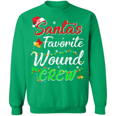 Santa's Favorite Wound Crew Christmas Funny Nurse Crew Gift-T-Shirt & Sweatshirt-Crewneck Sweatshirt-Irish Green