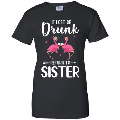 Flamingo If I Lost Or Drunk Please Return To Sister-T-Shirt & Tank Top-Women's T-Shirt-Black