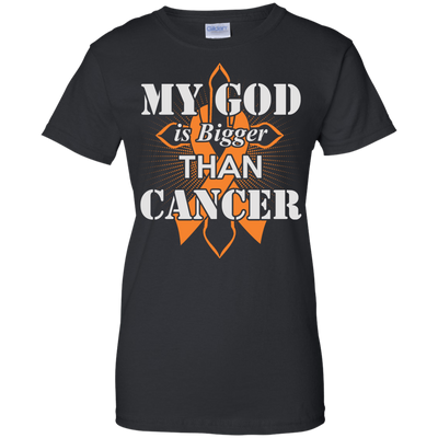 My God Is Bigger Than Cancer Orange Awareness Ribbon-T-Shirt & Hoodie-Women's T-Shirt-Black
