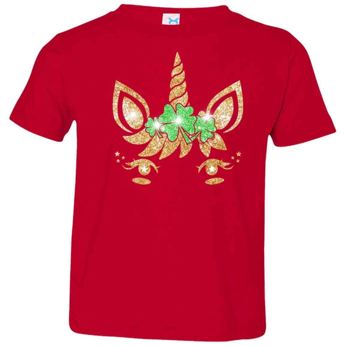 Unicorn Face Saint Patrick's Day For Girls Youth-Youth Shirt-Toddler T-Shirt-Red