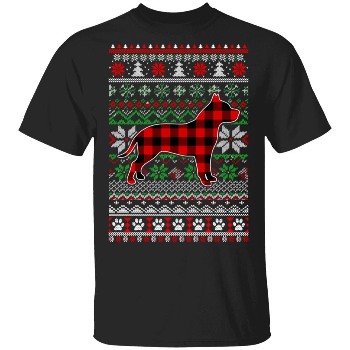 Pit bull Red Plaid Ugly Christmas Sweater Gifts