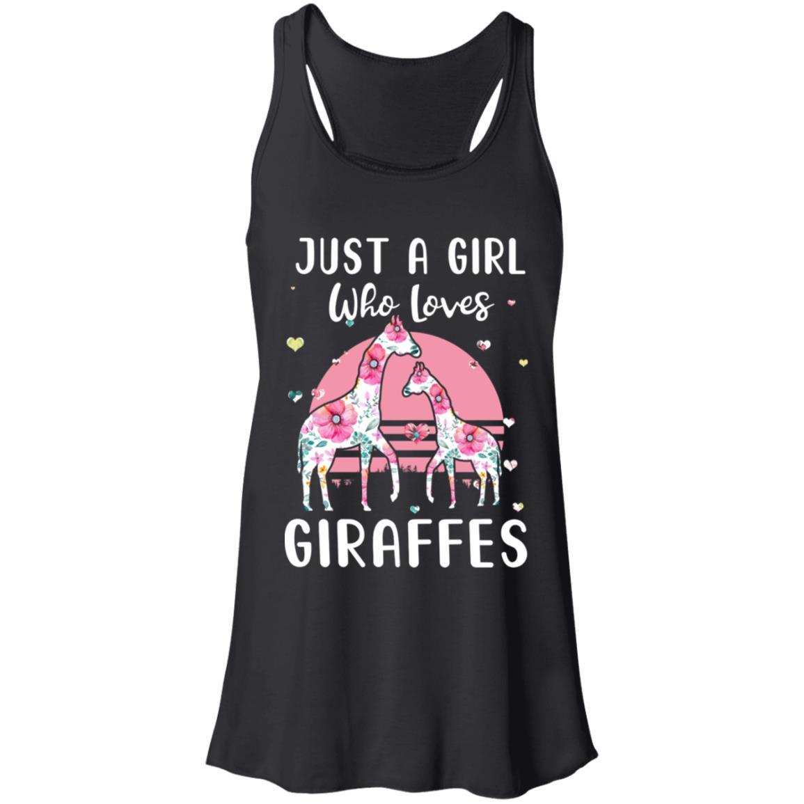 Just A Girl Who Loves Giraffes-T-Shirt & Tank Top-Women's Flowy Racerback Tank-Black