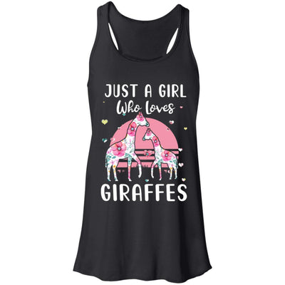 Just A Girl Who Loves Giraffes-T-Shirt & Tank Top-Women's Flowy Racerback Tank-Black