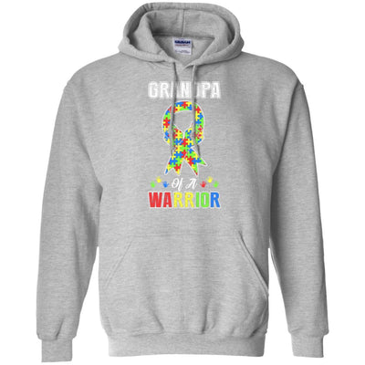 Grandpa Of A Warrior Support Autism Awareness Gift-T-Shirt & Hoodie-Pullover Hoodie-Sport Grey