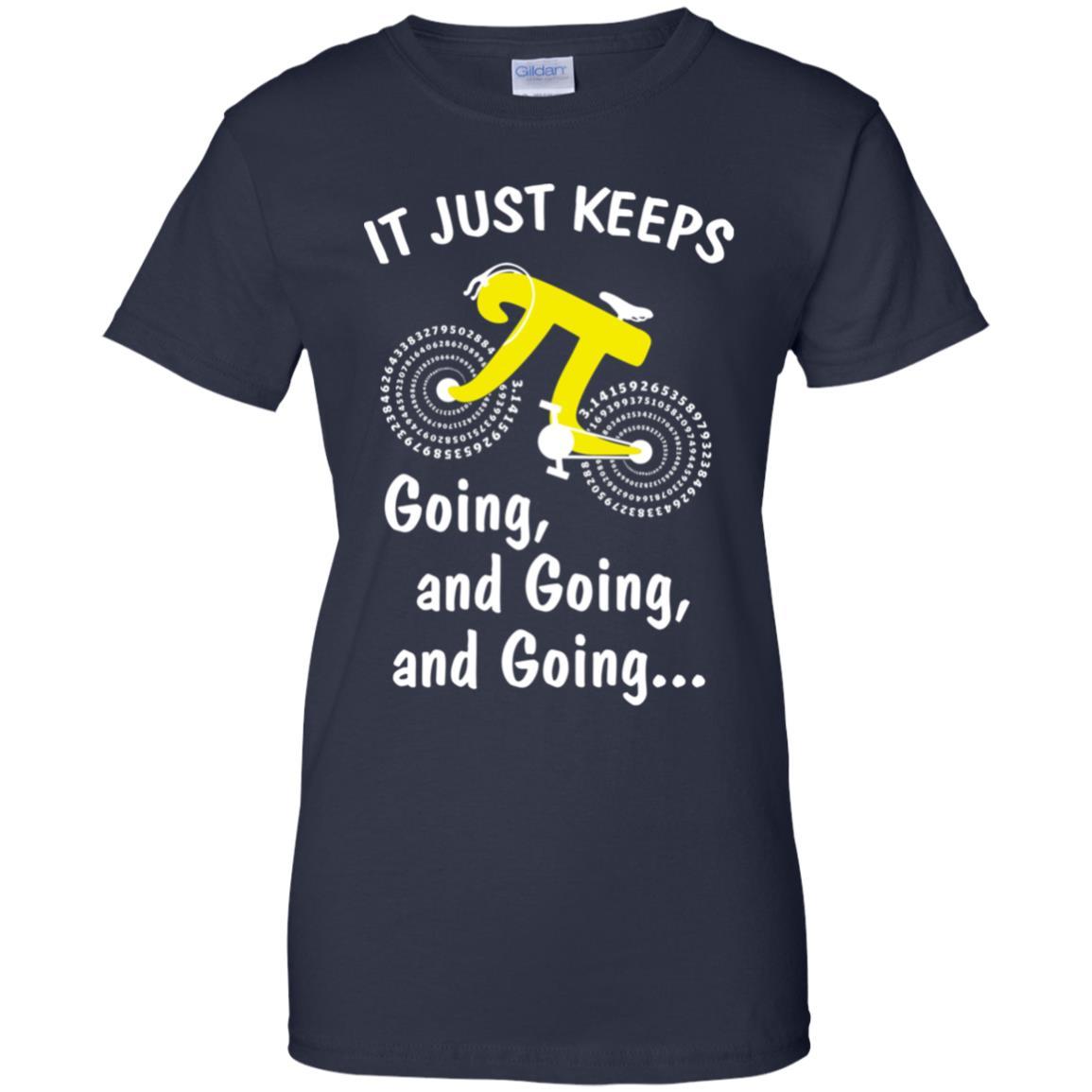 It's Just Keep Going And Going Bicycle Pi Day Gift-T-Shirt & Hoodie-Women's T-Shirt-Navy