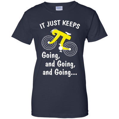 It's Just Keep Going And Going Bicycle Pi Day Gift-T-Shirt & Hoodie-Women's T-Shirt-Navy