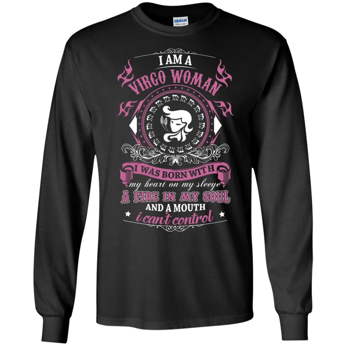 I Am A Virgo Woman I Was Born With My Heart On My Sleeve-T-Shirt & Hoodie-Long Sleeve T-Shirt-Black