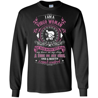 I Am A Virgo Woman I Was Born With My Heart On My Sleeve-T-Shirt & Hoodie-Long Sleeve T-Shirt-Black